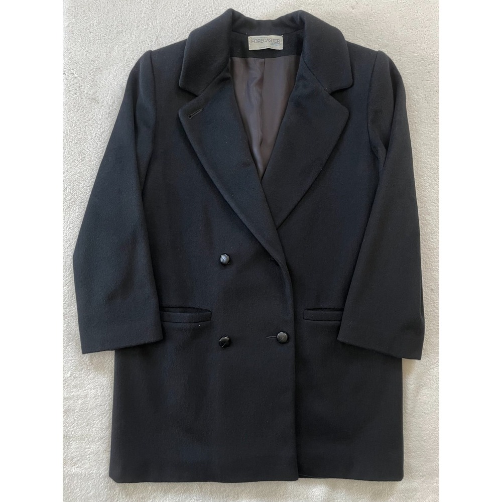 Forecaster Womens 8 Double Breasted Wool Blend Coat Black Vintage Made in USA‎